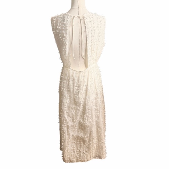 Love Bonito White Textured Midi Dress NWOT Open Back Tie Waist Romantic - Picture 6 of 8